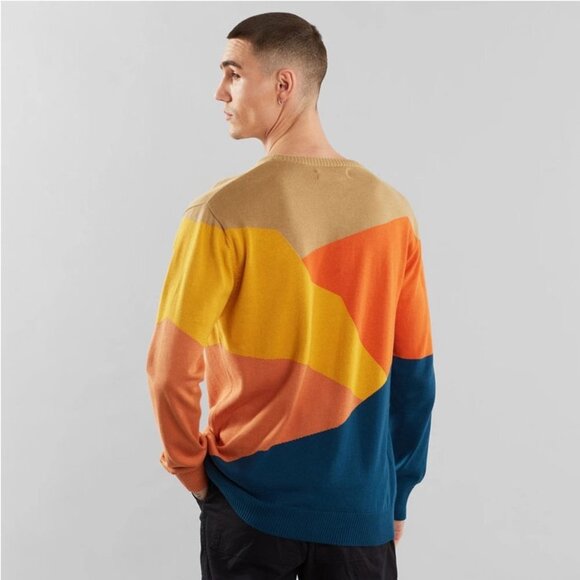 Dedicated. - Men's Mora Cut Mountain Pullover Sweater- Orange Multicolor, Large - Picture 3 of 11